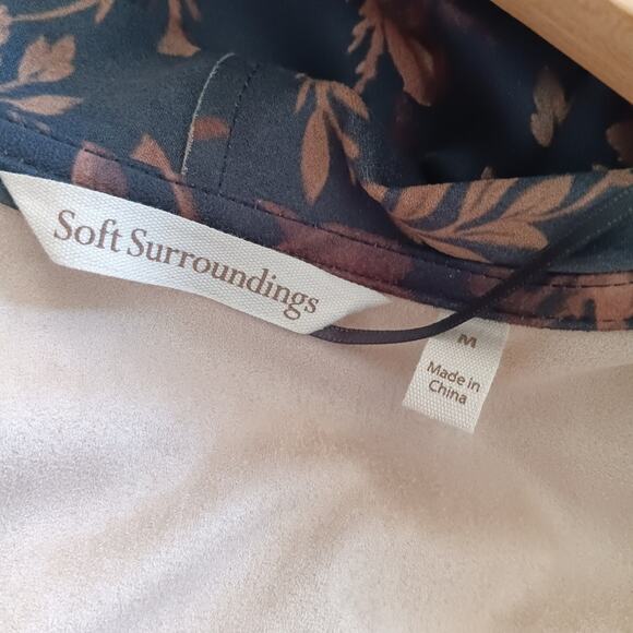 Soft Surroundings Floral Draped Faux Suede Jacket M - Picture 6 of 7